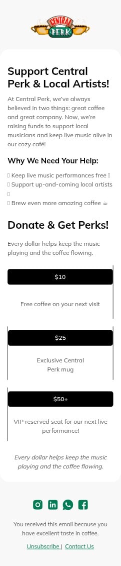 Fundraiser email template for mobile