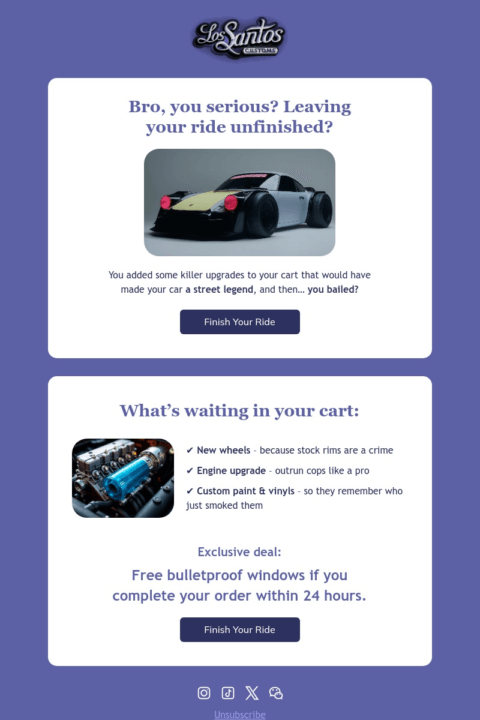 Abandoned cart email template by Selzy