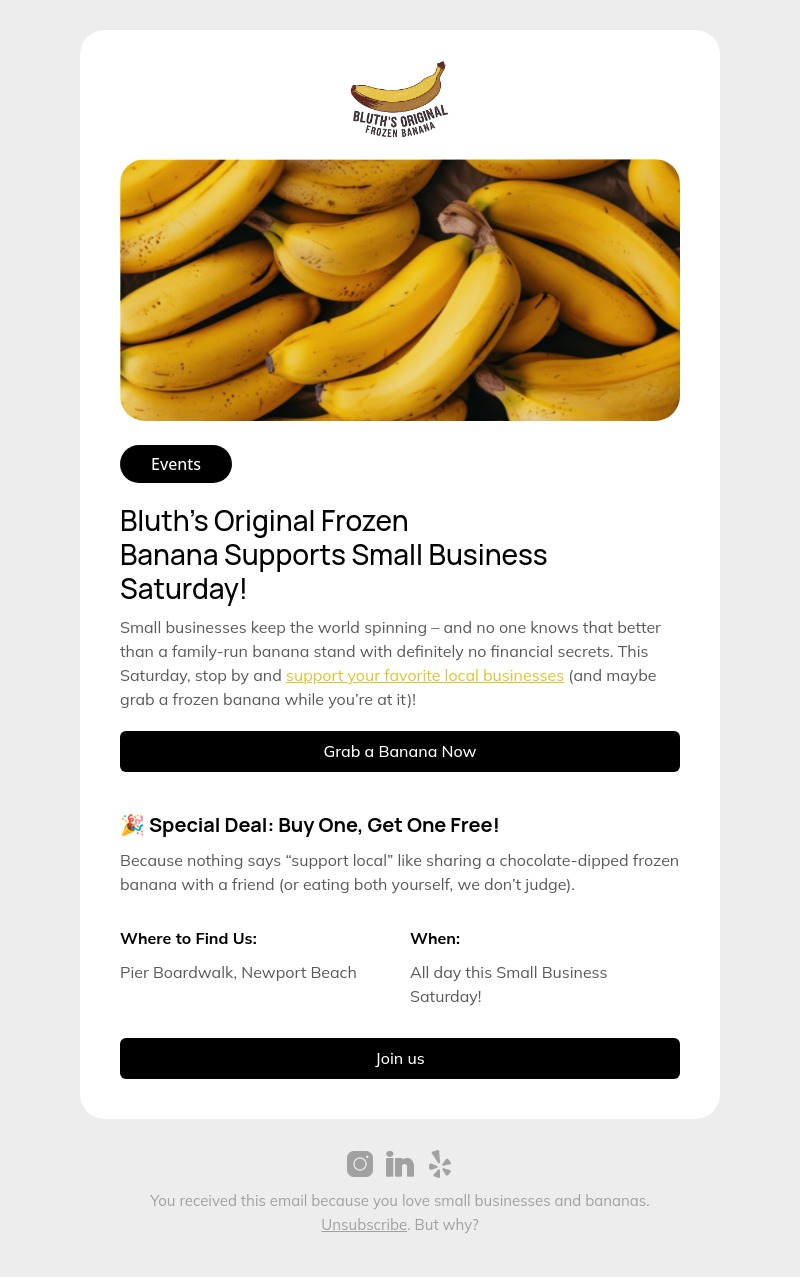 Small business email template for desktop