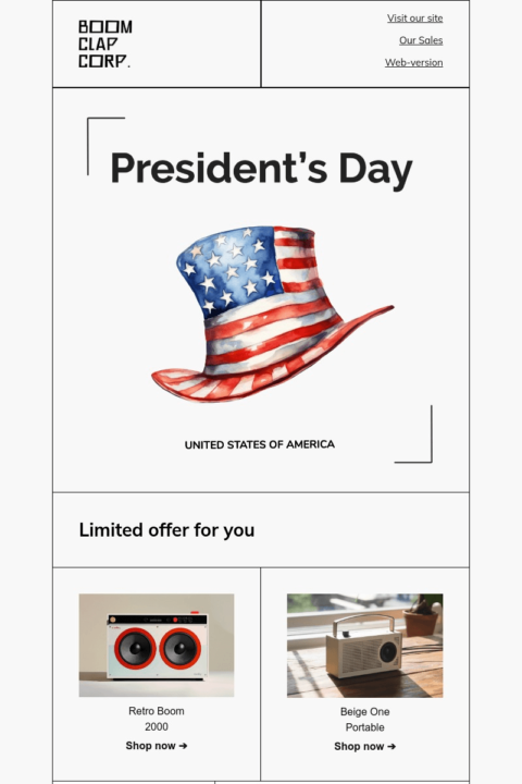 Presidents Day email template