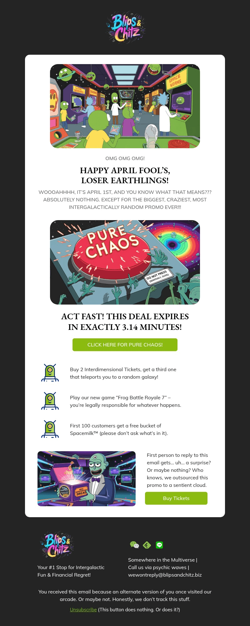 Blips & Chitz email template for desktop