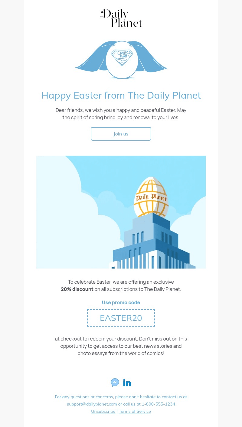 Daily Planet email template for desktop