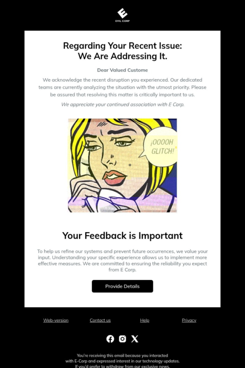 Customer service email template