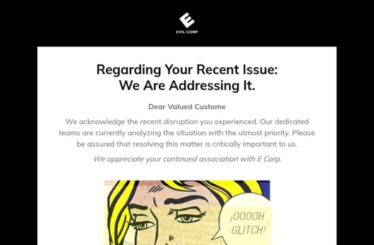 Customer Service email template for desktop