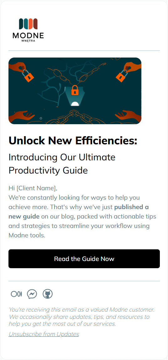 Productivity Guide email template for mobile