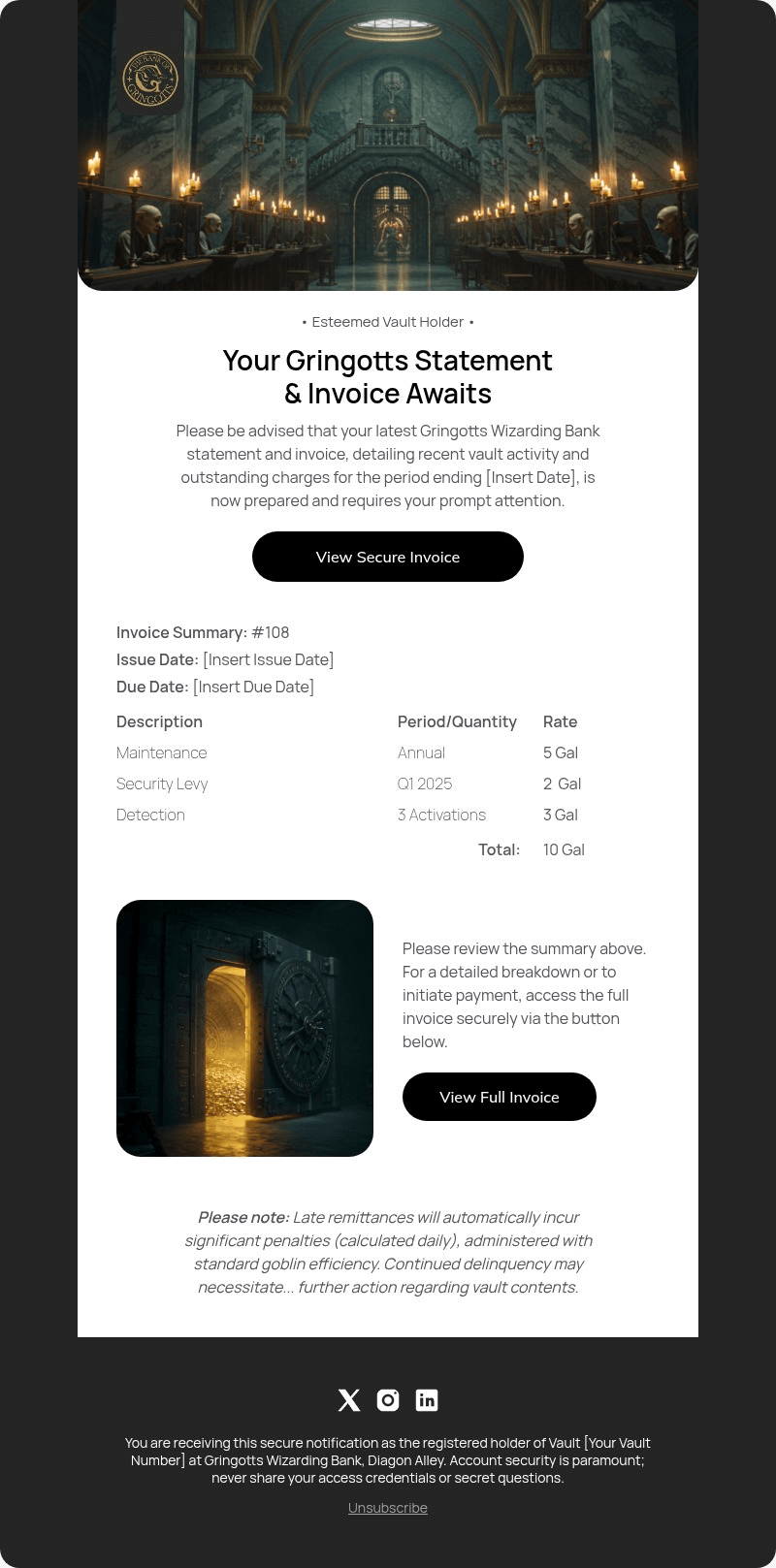 Bank Statement email template for desktop