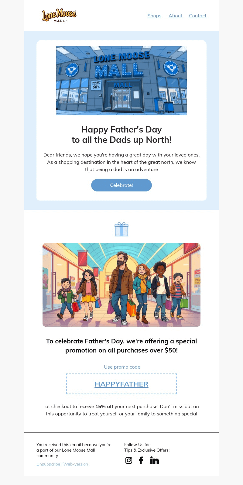 Father’s Day email template for desktop