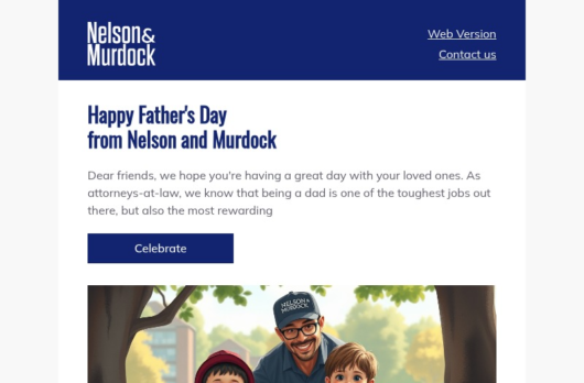Nelson & Murdock email template for desktop