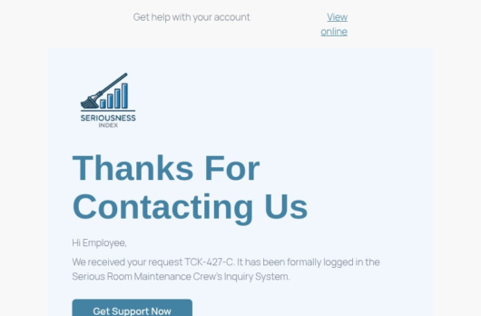 Seriousness Index email template for desktop