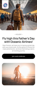 Oceanic Airlines email template for mobile