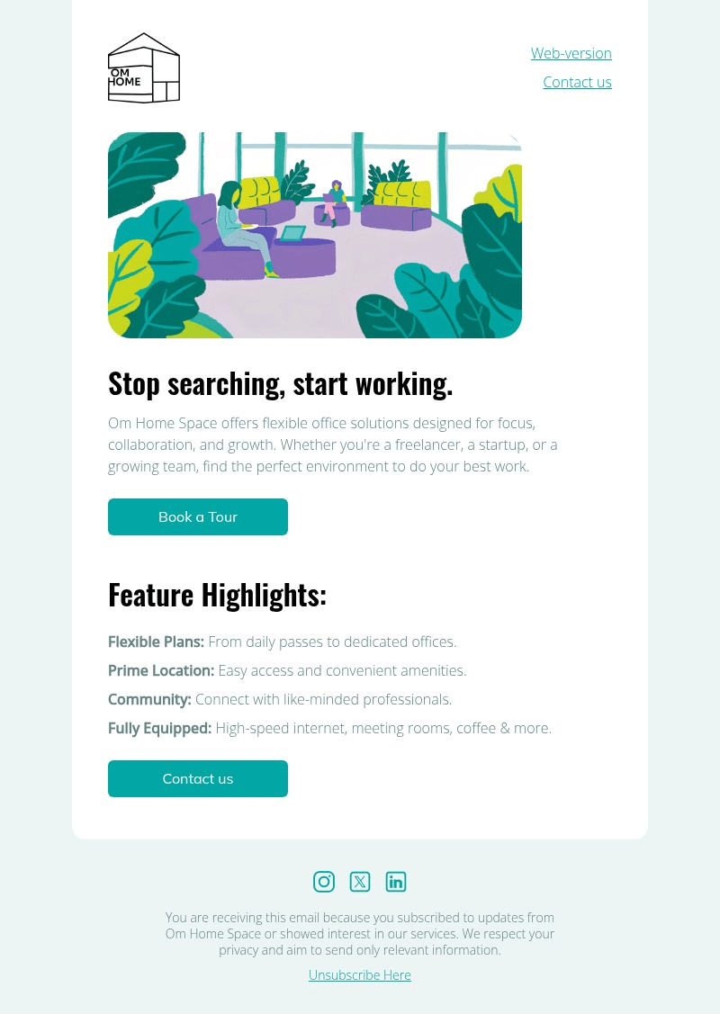 Workspace Promotion email template for desktop