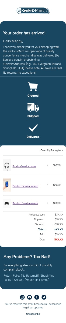 E-Mart email template for mobile