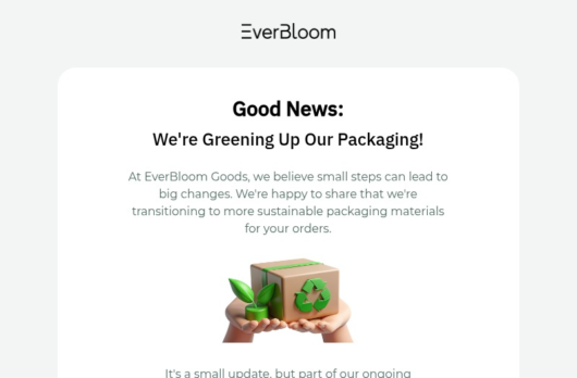 EverBloom email template for desktop