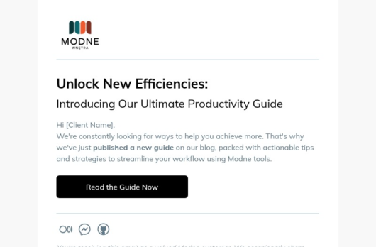 Productivity Guide email template for desktop