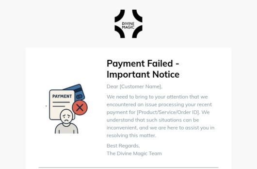 Payment Failure email template for desktop