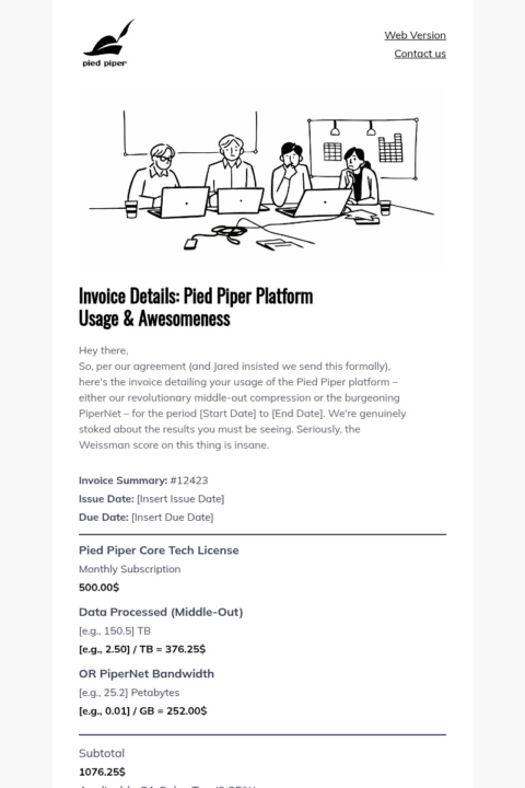 Invoice email template