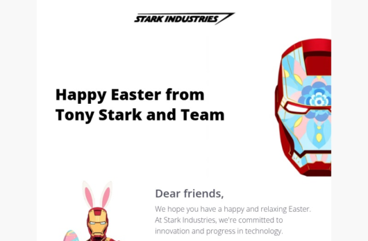 Easter Industries email template for desktop