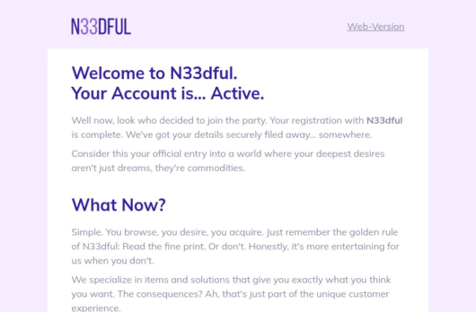 Thank You email template for desktop