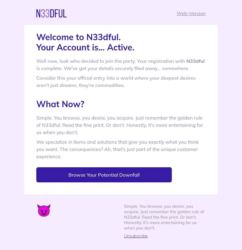 Thank You email template for desktop