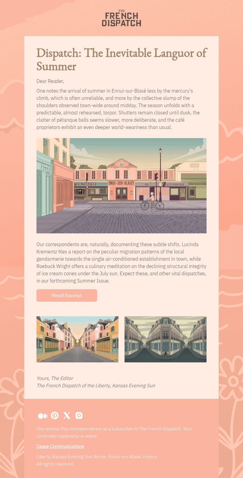 Dispatch email template for desktop
