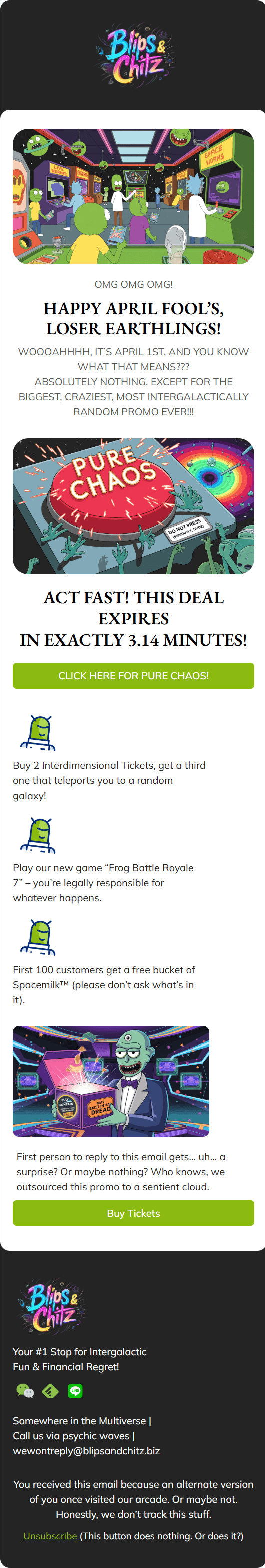Blips & Chitz email template for mobile