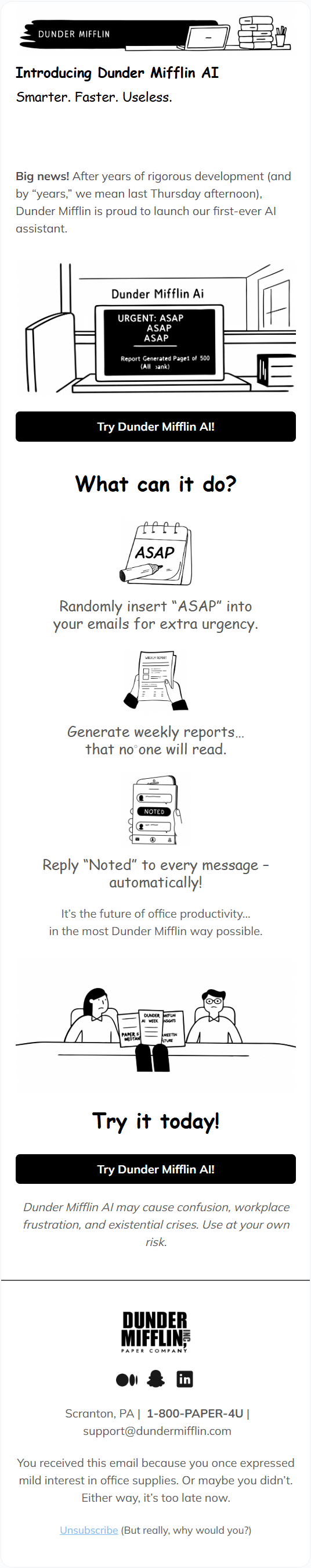 AI Launch email template for mobile