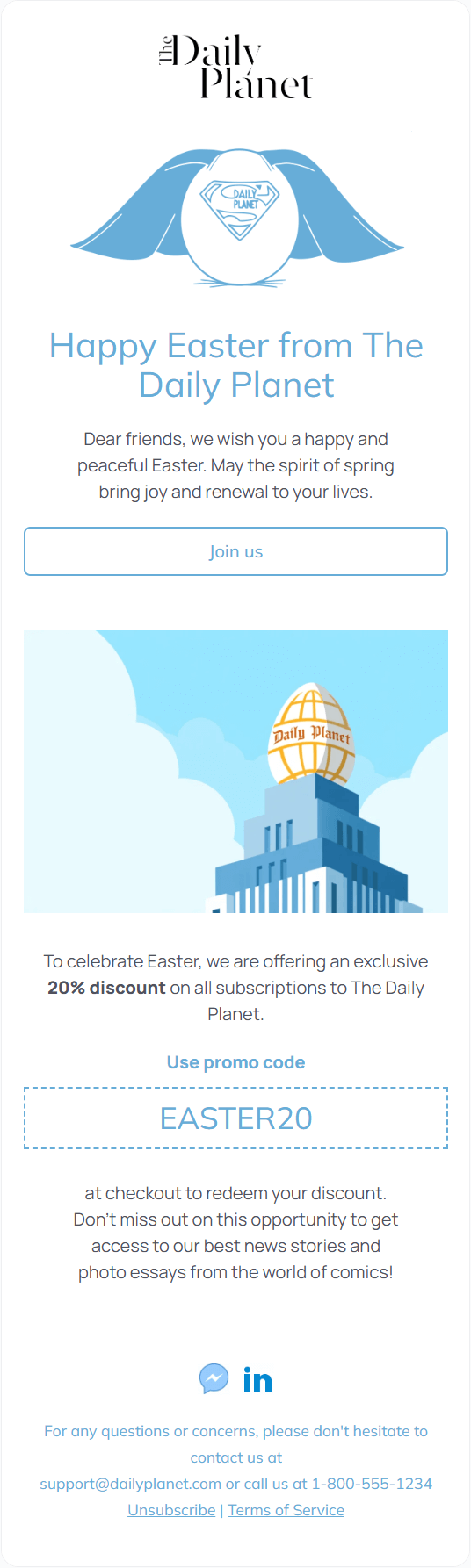 Daily Planet email template for mobile