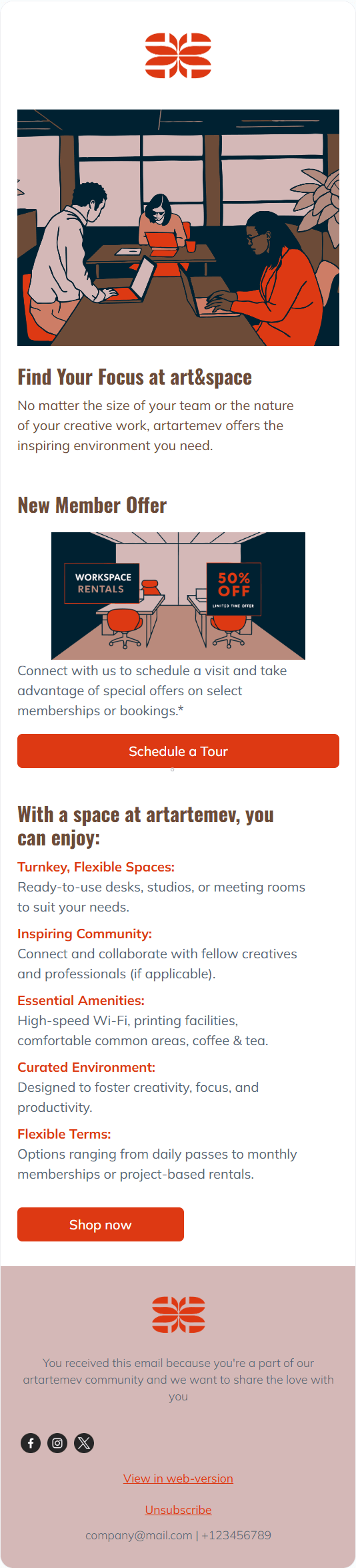 Office email template for mobile