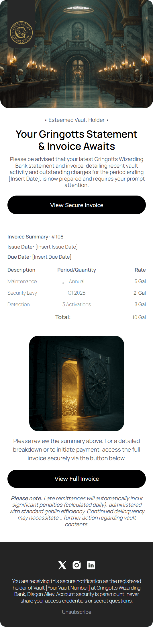 Bank Statement email template for mobile