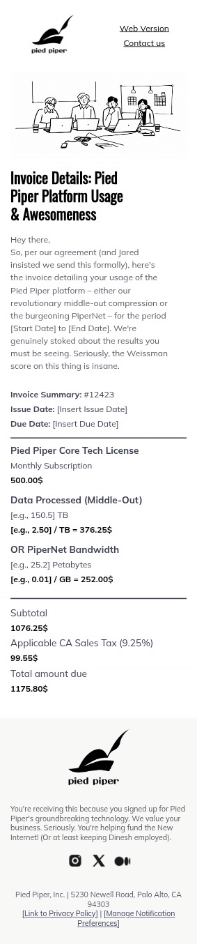 Invoice email template for mobile