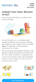 Monsters Contest email template for mobile