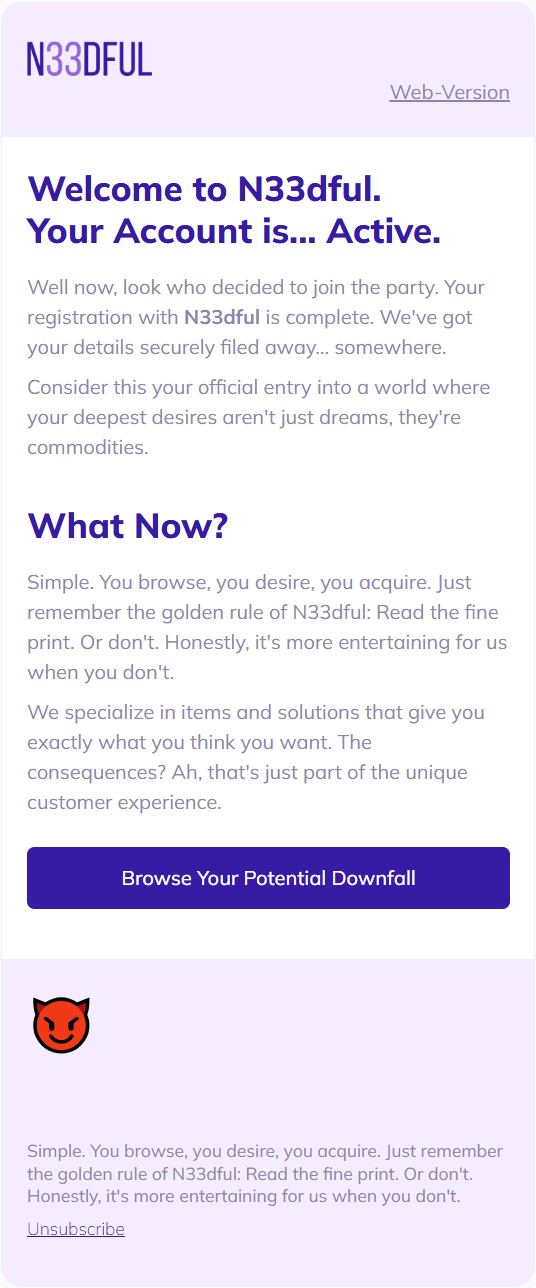 Thank You email template for mobile
